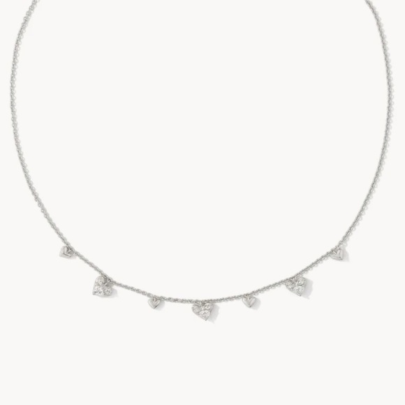 Kendra Scott Jewelry - NWT Kendra Scott Haven Silver Heart Crystal Choker Necklace in White CZ